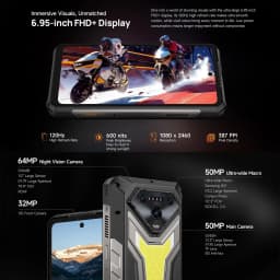 Ulefone Armor 34 Pro+ Rugged Smartphone 5G Projector 6.95" 120Hz 16GB+512GB 25500mAh 66W 64MP Night Vision Android 15 NFC