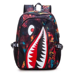 Children's Backpack Shark Personality Pattern Printed Large Capacity Lightweight Simple Backpack Cartoon