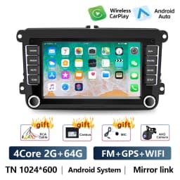 Podofo Carplay Android Auto Car Stereo Radio 7" 2 Din Mirror Link Car Multimedia Player FM GPS WIFI For VW/Golf/Passa/Skoda