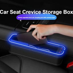 LED Car Crevice Storage Organizer Box Car 2 USB Charging Colour Light Seat Gap Storage Box Auto Interior Stowing Tidying