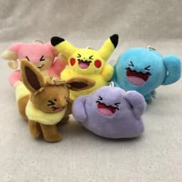 21PCs/set Pokemon Charmander Eevee Plush Doll Pendant Stuffed Bulbasaur Squirtle Pendant Plush Keychain