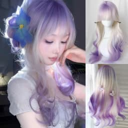 OLACARE Long Body Wave Black Brown Purple Cosplay Wigs Heat Resistant Synthetic Wigs Middle Part Natural Lolita LM Wigs Women