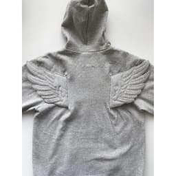 Harajuku Women Casual Oversized Wing Decorated Loose Pullover Sweatshirt Cute Street Trendy Gray Angel Wing Embroidered Hoodie
