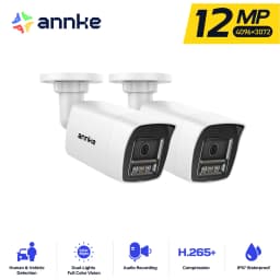ANNKE 12MP Outdoor Smart Dual Light PoE Security Camera Color IR Night Vision Built-in Microphone IP67 Smart Home H.265+