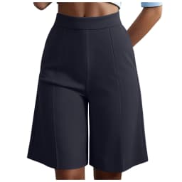 Summer New Work Straight Shorts Women's Workwear High Waist Solid Casual Knee Length Pants Office Lady Classic Loose Shorts