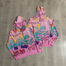 VALLEY Oversized Vintage Graffiti Cursive Text Zip Hoodie All Over Print Fit Y2K Hip Hop Sweatshirt Men's Clothing
