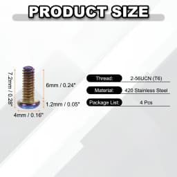 4/10/20pcs Pocket Clip Screws T6 Torx Head 2-56UCN 3.5/4.5/6/7.2mm Thread Length Folding Knife Fasteners for Blade Fixing