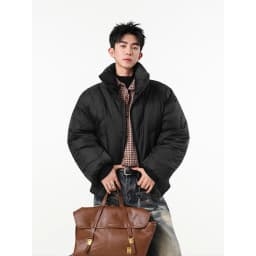 IEFB Faux Suede Warm Padded Winter Jacket For Men Retro Oversized Stand Collar Zip Casual Thick Outerwear Coat 9X4141