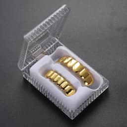 Gold Silver Plated HIP HOP Teeth Grillz Top & Bottom Grills Set With Silicone Real Shiny Vampire Tooth Sets