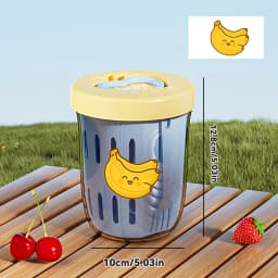 WORTHBUY Portable Oat Container Double-Layer Drain Fruit Cup Reusable Leak Proof Plastic Salad Cup Breakfast Cup With Fork&Handl