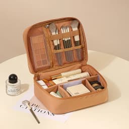 Large-Capacity Cosmetic Bag Double-Layer Toiletry Beauty Tool Organizer with Dividers; Portable Oxford Cloth Travel Handbag