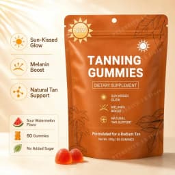 Tanning Gummies for Women, Sunless Bronzing Glow Support, Vegan Sugar-Free, Non-GMO, Astaxanthin & Lycopene, 60 Count