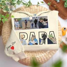 Dad Portrait Custom Embroidered, Custom PAPA Embroidered Sweatshirt, Portrait From Photo Embroidered Shirt, Custom Dad Hoodie