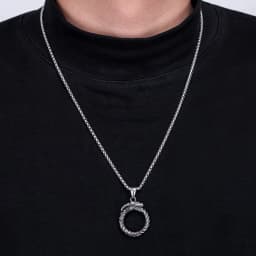 Hip Hop Rock Circular Ring Dragon Necklace For Men Vintage Stainless Steel Chain Silver Color Neck Hippie Jewelry Women Gifts