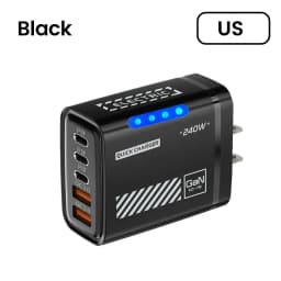240W GaN 5 in 1 Desktop Charger USB C PD QC 3.0 Fast Charging Charger For MacBook iPhone 17 16 15 Pro Samsung Xiaomi EU US Plug