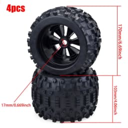 4PCS 17mm Hex 1/8 RC Monster Truck Wheel Tyre Hub Rim Rubber Tire FOR RC Car Redcat HPI Kyosho Hobao Hongnor Team Losi GM DHK