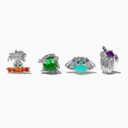 4pcs/set Mix and Match Sweet Cartoon Stud Earrings for Women Girls Multicolor Cubic Zircon Jewelry