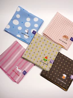Coolpa 28cm Double Layer Cotton Sweat Absorbent Handkerchief Japanese Craft Embroidery Print for Wiping Sweat Portable Tissue