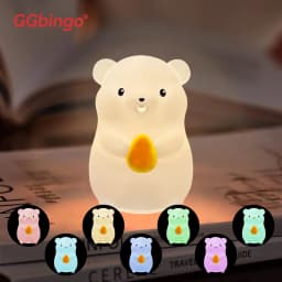 GGbingo Duck Light Touch Sensor RGB LED Night Light Cute Pear Hamster Silicone Lamp USB Rechargeable Bedroom Bedside Lighting