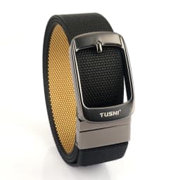 KOLBER New Reversible Belt for Men Alloy Silver Automatic Buckle Casual Belt Tight Nylon Outdoor Work Belt Black Waistband Male