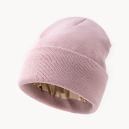 Unisex Satin Lined Knitting Beanie Hat For Women Mens Winter Silky Lining Warm Cuffed Skullies 2Layer Hair Cover Y2K HipHop Cap
