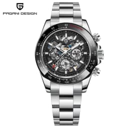 PAGANI DESIGN Personalized Men Automatic Mechanical Watch Colorful Gemstone Bezel Small Three-Pin Tachymeter Design Chronograph