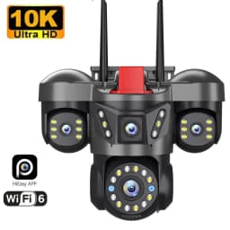 20MP 4 Lens Home Security WiFi Camera Outdoor 10K Wireless 4 Screen 16X Zoom PTZ 360° Surveillance Cameras Auto Motion Detection