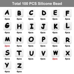 100pcs 12mm Letters Silicone Beads Pacifier Clips Alphabet DIY Personalized Name Chain Jewelry Accessories Making Food Grade