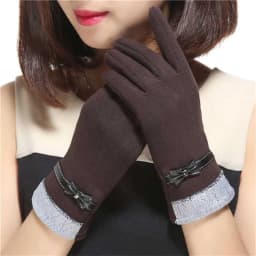 Slim Vintage Windproof Touch Screen Gloves Women Winter Full Finger Hand Warmer Suede Glove Female Young Students Wholesale G027