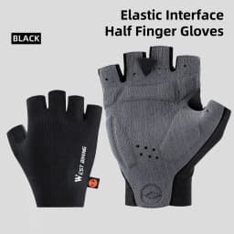 WEST BIKING AERO Cycling Gloves Italy Elastic Interface® Ultra Palm 200kg/m³ Shockproof Bicycle Accessorie Fingerless Gloves MTB
