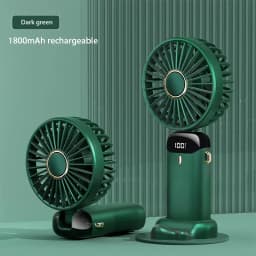 Mini Portable Handheld Fan Foldable Neck Hanging Fans 5 Speed USB Rechargeable Fan with Phone Stand and Display Screen 1800mAh