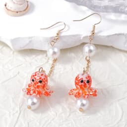 Cute Octopus Earrings Creative Glass Octopus Long Drop Earrings Unqiue Marine Series Design Earrings Wholesale Custom Packaging