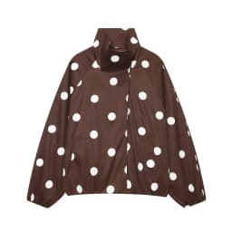 TFMLN Women Retro Polka Dot Printed Bomber Jacket Stand Collar Oversized Streetwear Spring Casual Trendy Outerwear 2026 New