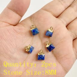2PCS Natural Blue Lapis Lazuli Stone Gem Pendant Connector Charm For DIY Woman Men Jewelry Making Accessory Wholesale