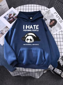 Cute Panda Sleeps Print New Women'S Sweatshirt Warm Vintage Pullover For Woman Fashion Korean Round Neck Hoodie Female