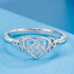 YILUOCD S925 Silver Love Heart Celtic Knot Ring for Women Hollow Out Geometric Ring Wedding Party Gifts Fine Jewelry