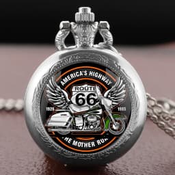 Motorcycle Dome Glass Pocket Watch Arabic Numerals Dial Vintage Women Necklace Pendant Clock Men's Watches Relojes De Bolsillo