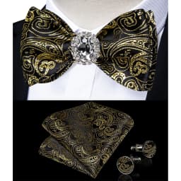 Classic White Selr-tie Bowtie with Ring Pocket Square Cufflinks Set Fashion Solid Men's Bow Tie for Wedding Groom Business Knots