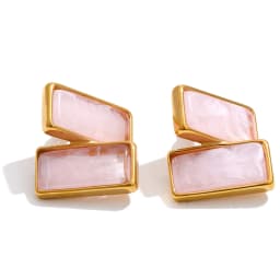 Yhpup Multi Color Stainless Steel Acrylic Resin Rectangle Stud Earrings Tarnish Resistant Daily Fashion Jewelry PVD Plated