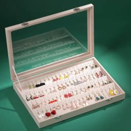 Velvet Clear Lid Earring Box Organizer Storage 32 Pairs Earrings Stud Tray Showcase Display Case