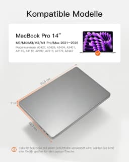 Inateck 360 ° all-round protection laptop bag case Compatible with MacBook Pro 14M5/M4/M3/M2/M1 Pro/Max A3426 A3427 A3434 A3401 A3185 A3112 A2992 A2918 A2779 A2442 2026-2021, LB02006_black Gray