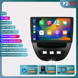 Snapdragon 8Core Android 14 Car Radio For Peugeot 107 Toyota Aygo Citroen C1 2005 - 2014 wireless CarPlay Android Auto 4G BT5.4