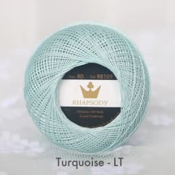 Rhapsody Premium Size 80 Cotton Crochet Thread 100% Egyptian Mercerized Singed 13 Colors 10G Tatting Needlepoint Bobbin Lace