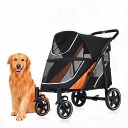 Garvee Multi Functional Pet Cart Lightweight And Foldable Multiple Cats Dogs And Outdoor Carts Heavy-Duty Large Dog Stroller with Mesh Ventilation, Removable Bed, Storage Basket For Dogs Cat