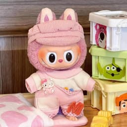 17cm Mini Doll'S Clothes Outfit Accessories for Labubu V1 V2 Striped Overalls Cool Handsome Clothing Gift