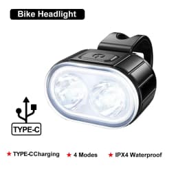 USB Rechargeable Bike LED Front Light With Cycling Bike Horn Waterproof Bicycle Bell Front Light Easy To Instal Night Riding