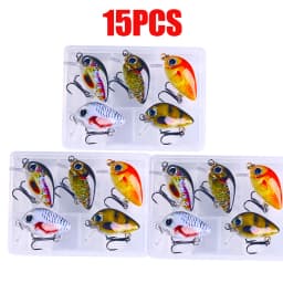 HENGJIA 5pcs 1.5g-2g 3cm Mini Crankbait Kit Artificial Wobblers Hard Bait Bass Trout Fishing Lure Tackle Pesca Peche Truite