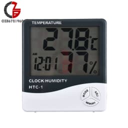 HTC-1 HTC-2 LCD Electronic Digital Temperature Humidity Meter Home Thermometer Hygrometer Indoor Outdoor Weather Station Clock