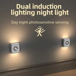 Human Body Sensor Night Light with EU Plug Warm Light Eye Care Hallway Light Dual Head Lighting Bedside Lamp Stairs Night Lights