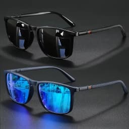 Mjyiwang Men Matte Square Polarized Sunglasses UV400 Blue Mirror Lens Anti Glare Driving Fishing Travel Outdoor Eyewear